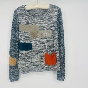 Lisa ToddColor Block Patchwork Space Dye Knit Sweater Size S